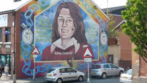 Bobby Sands; stierf met 9 andere Ieren na hongerstaking in de gevangenis