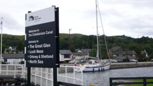 Het begin van het Caledonian Canal bij Corpach